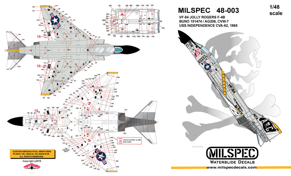 Milspec MPEC48003 F-4B Phantom VF-84 Jolly Rogers 1:48
