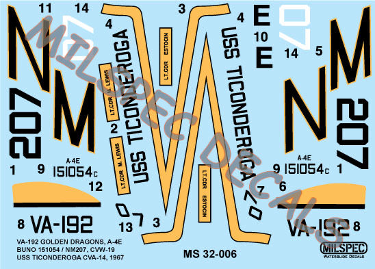 Milspec MPEC48006 1:48 Douglas A-4E Skyhawk VA-192 GOLDEN DRAGONS 1967
