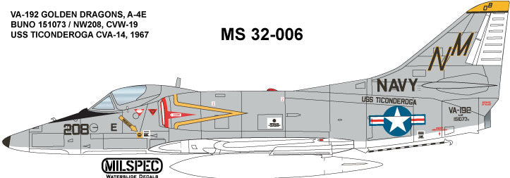 Milspec MPEC48006 1:48 Douglas A-4E Skyhawk VA-192 GOLDEN DRAGONS 1967