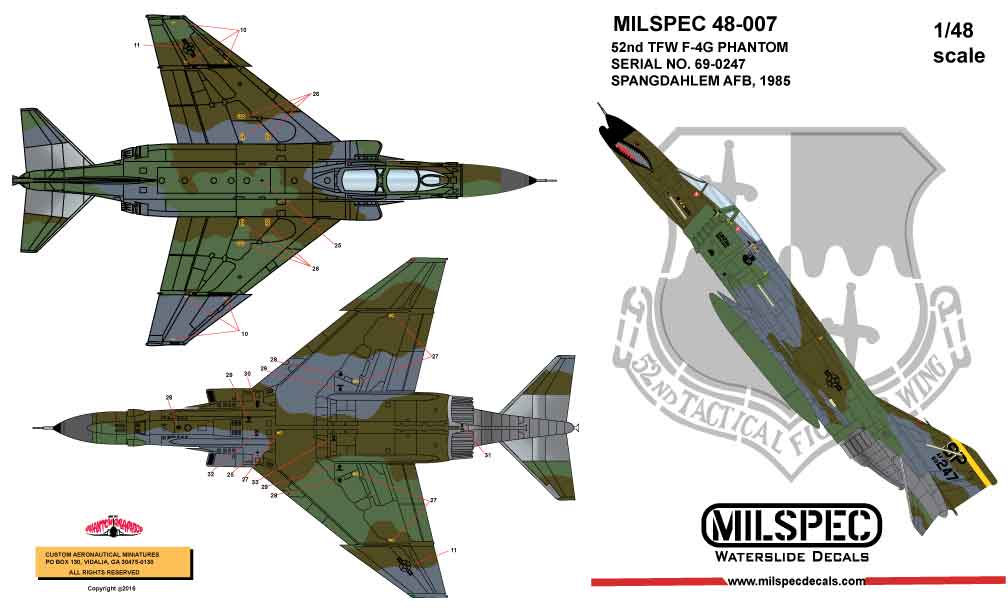 Milspec MPEC48007 1:48 McDonnell F-4G Phantom 52nd TFW SPANGDAHLM AB 1985