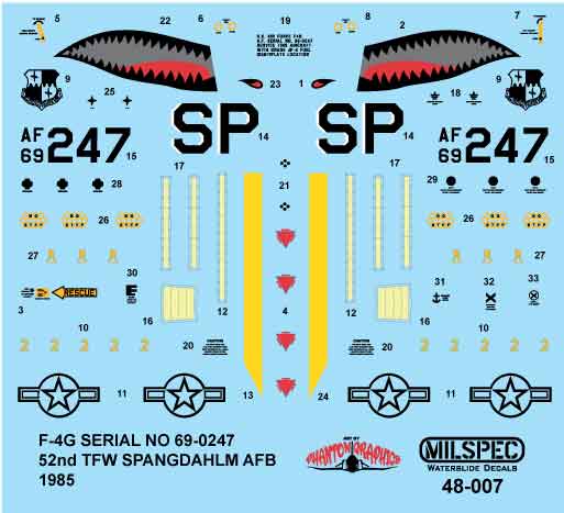 Milspec MPEC48007 1:48 McDonnell F-4G Phantom 52nd TFW SPANGDAHLM AB 1985