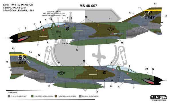 Milspec MPEC48007 1:48 McDonnell F-4G Phantom 52nd TFW SPANGDAHLM AB 1985