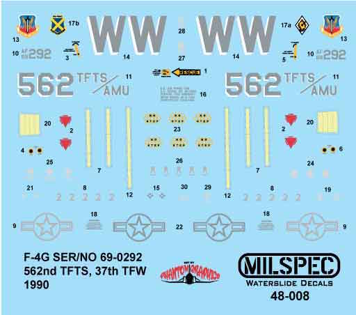 Milspec MPEC48008 1:48 McDonnell F-4G Phantom 562nd TFTS 37th TFW 1990