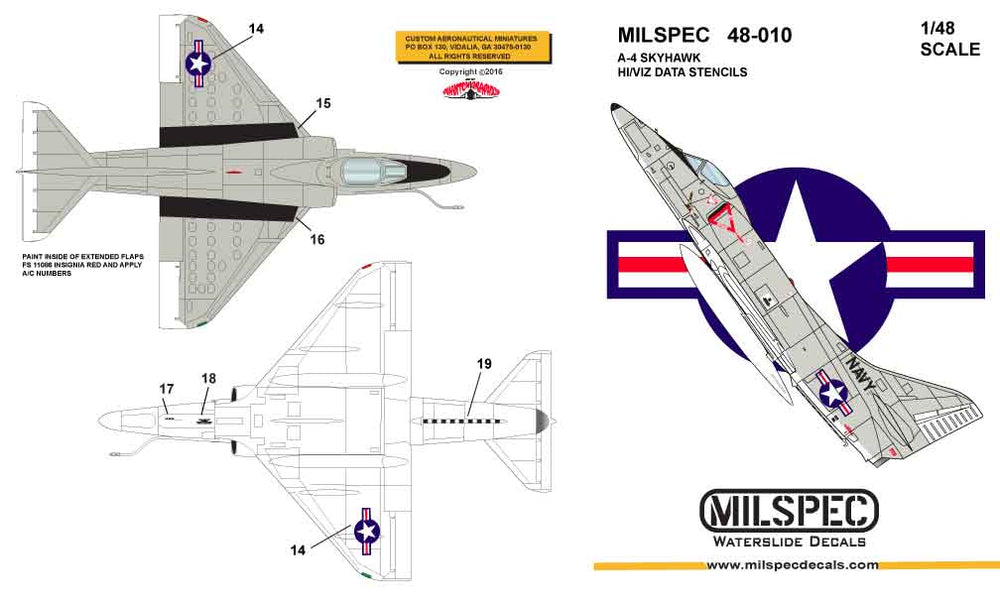 Milspec MPEC48010 A-4 Skyhawk Hi-Viz Data Stencils 1:48