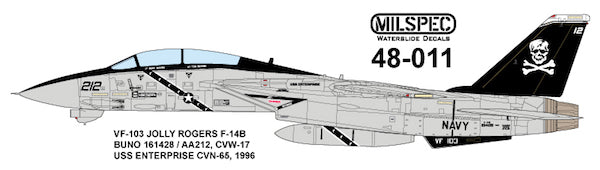 Milspec MPEC48011 1:48 Grumman F-14A Tomcat VF-103 JOLLY ROGERS 1981 USS Nimitz