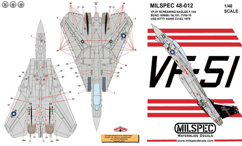 Milspec MPEC48012 F-14A Tomcat VF-51 Screaming Eagles 1:48