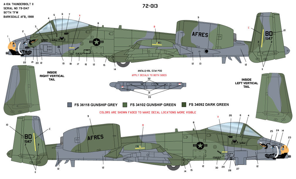 Milspec MPEC48013 1:48 Fairchild A-10A Thunderbolt II 917th TFW 1988