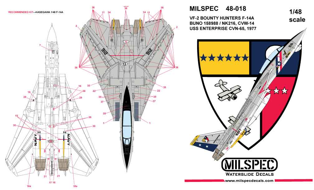 Milspec MPEC48018 F-14A Tomcat VF-2 Bounty Hunters 1:48