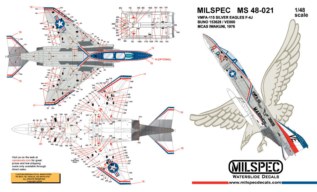 Milspec MPEC48021 F-4J Phantom VMFA-115 Silver Eagles 1:48