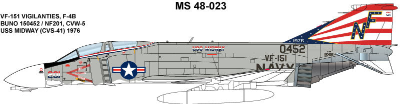 Milspec MPEC48023 1:48 McDonnell F-4N Phantom VF-151 VIGILANTES 1976