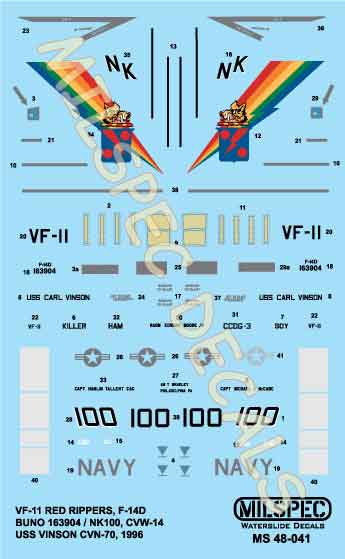 Milspec MPEC48041 1:48 Grumman F-14D Tomcat VF-11 RED RIPPERS