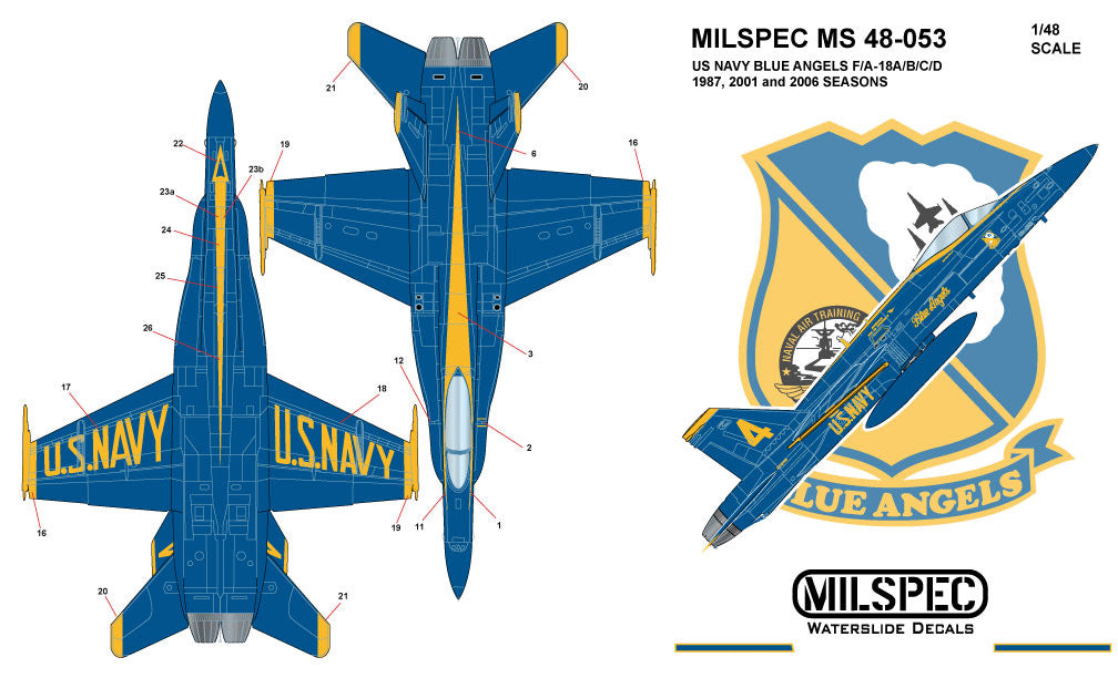 Milspec MPEC48053 1:48 McDonnell-Douglas F/A-18A/B/C/D Hornet US Navy Blue Angel