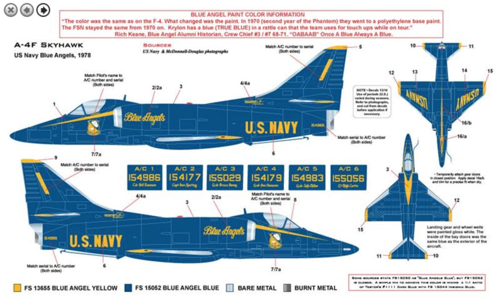 Milspec MPEC48055 1:48 Douglas A-4F Skyhawk US Navy Blue Angels 1978