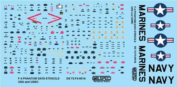Milspec MPEC72002 1:72 McDonnell F-4B Phantom HI/VIZ DATA STENCILS