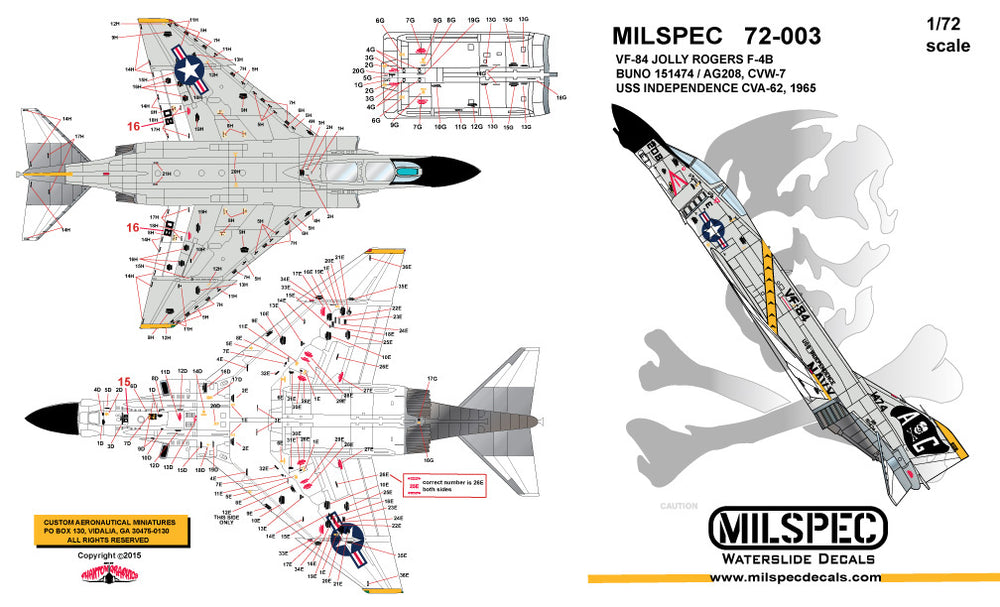 Milspec MPEC72003 F-4B Phantom VF-84 Jolly Rogers 1:72