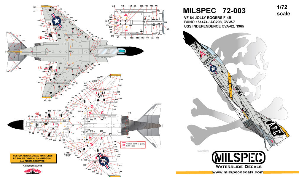 Milspec MPEC72003 F-4B Phantom VF-84 Jolly Rogers 1:72