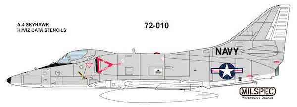 Milspec MPEC72010 1:72 Douglas A-4 Skyhawk HI/VIZ DATA STENCILS [A-4B A-4C A-4D]