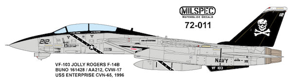 Milspec MPEC72011 1:72 Grumman F-14A Tomcat VF-103 JOLLY ROGERS 1981 USS Nimitz
