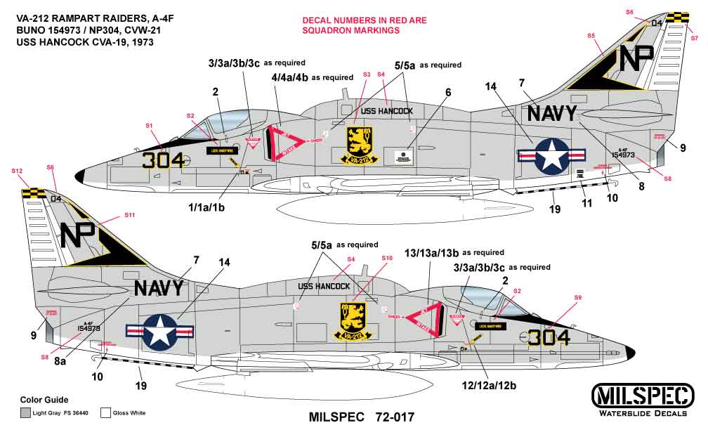 Milspec MPEC72017 A-4F Skyhawk VA-212 Rampart Raiders 1:72