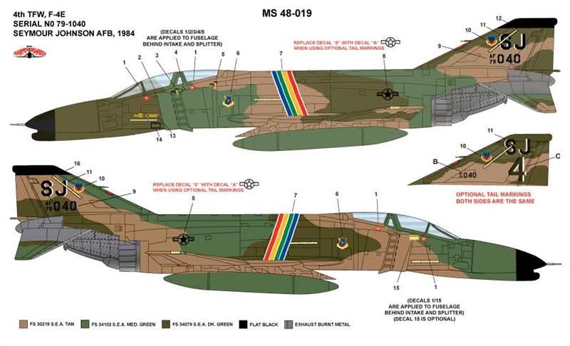 Milspec MPEC72019 1:72 McDonnell F-4E Phantom 4th TFW 1984 SEYMOUR JOHNSON AFB