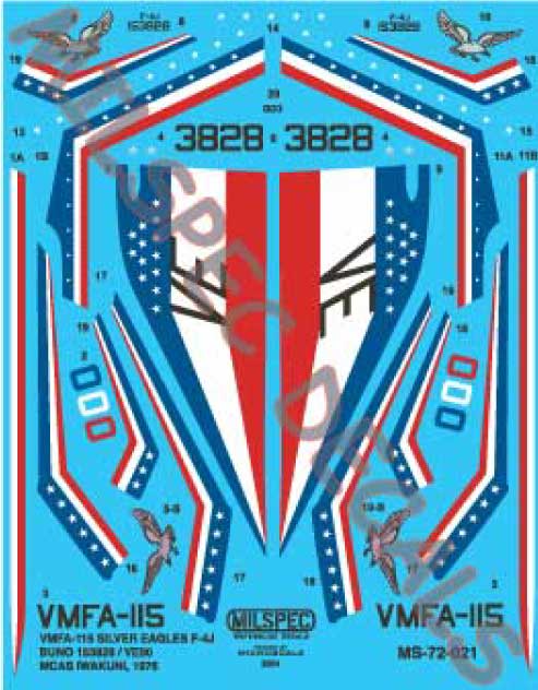 Milspec MPEC72021 F-4J Phantom VMFA-115 Silver Eagles 1:72