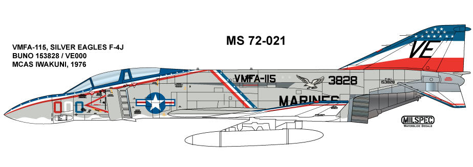 Milspec MPEC72021 F-4J Phantom VMFA-115 Silver Eagles 1:72