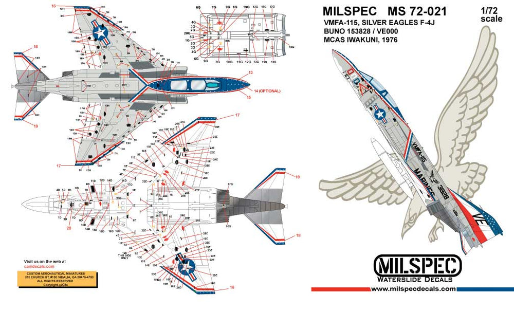 Milspec MPEC72021 F-4J Phantom VMFA-115 Silver Eagles 1:72