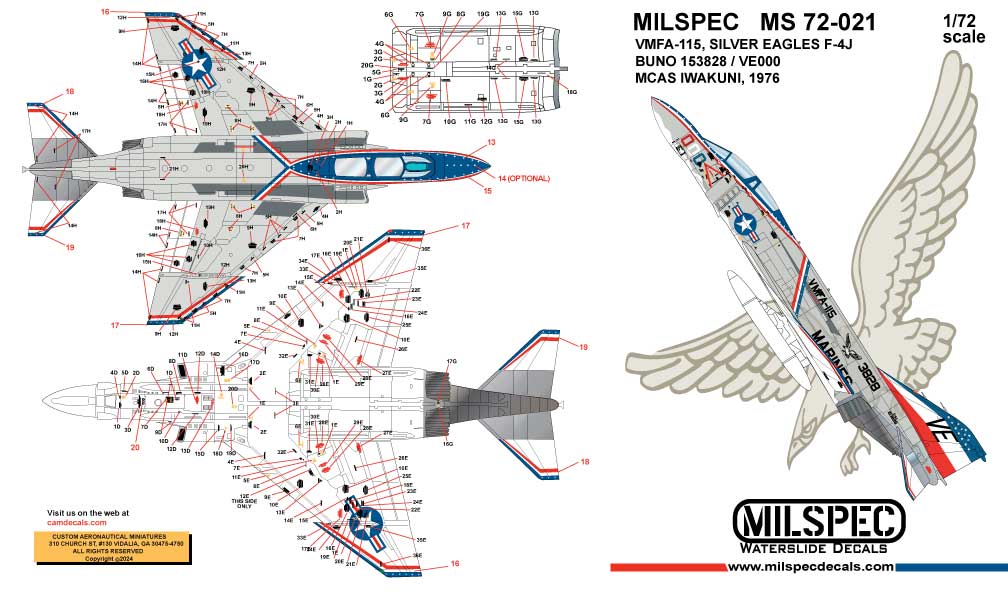 Milspec MPEC72021 F-4J Phantom VMFA-115 Silver Eagles 1:72