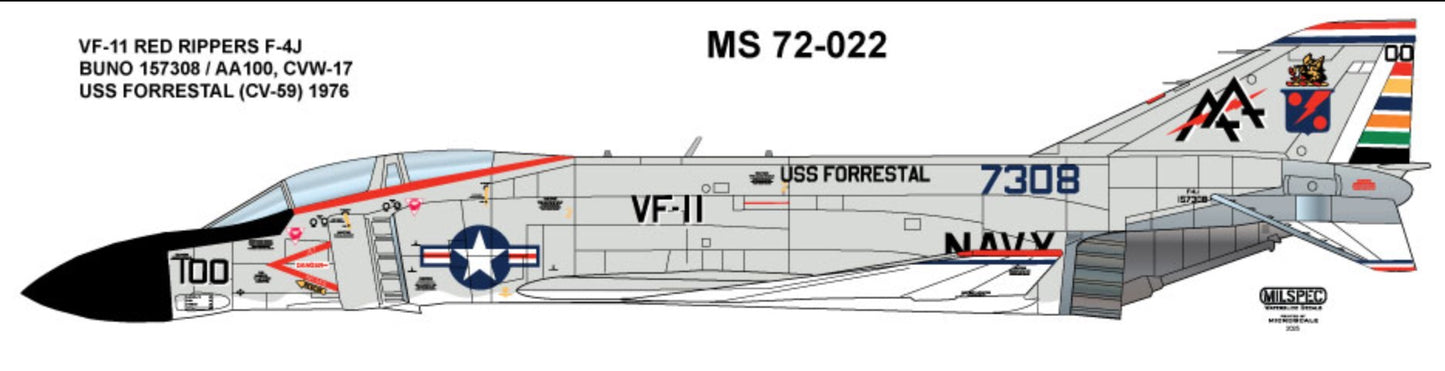 Milspec MPEC72022 1:72 McDonnell F-4J Phantom VF-11 RED RIPPERS 1976