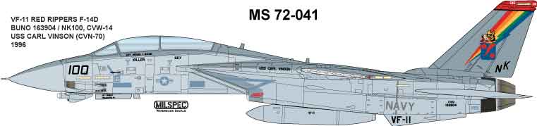 Milspec MPEC72041 1:72 Grumman F-14D Tomcat VF-11 RED RIPPERS