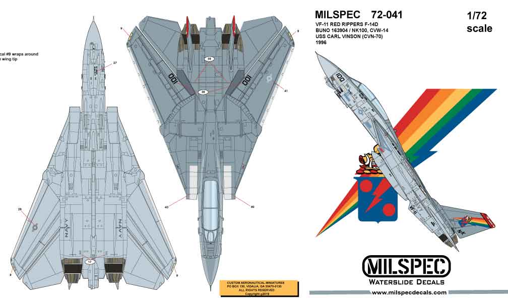 Milspec MPEC72041 1:72 Grumman F-14D Tomcat VF-11 RED RIPPERS
