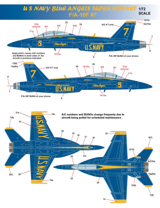 Milspec MPEC72056 1:72 McDonnell-Douglas F/A-18E/F Hornet US Navy Angels 2021