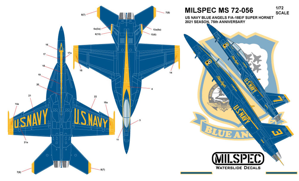 Milspec MPEC72056 1:72 McDonnell-Douglas F/A-18E/F Hornet US Navy Angels 2021