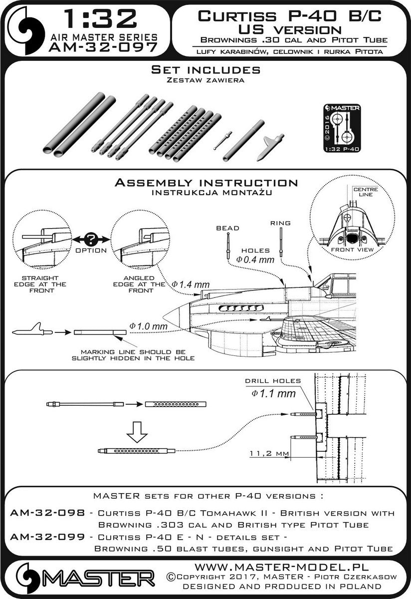 Master MR32-097 1:32 Curtiss P-40B/C Tomahawk