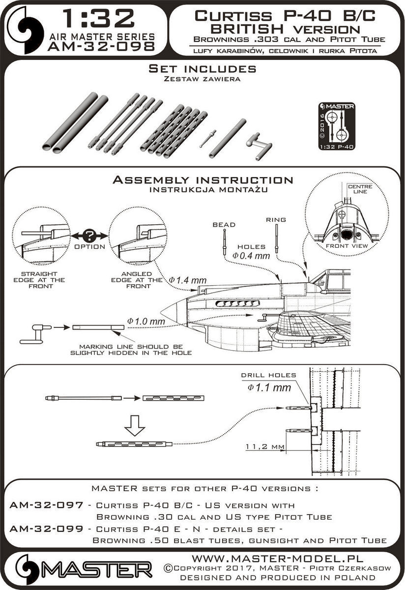 Master MR32-098 1:32 Curtiss P-40B/C Tomahawk II