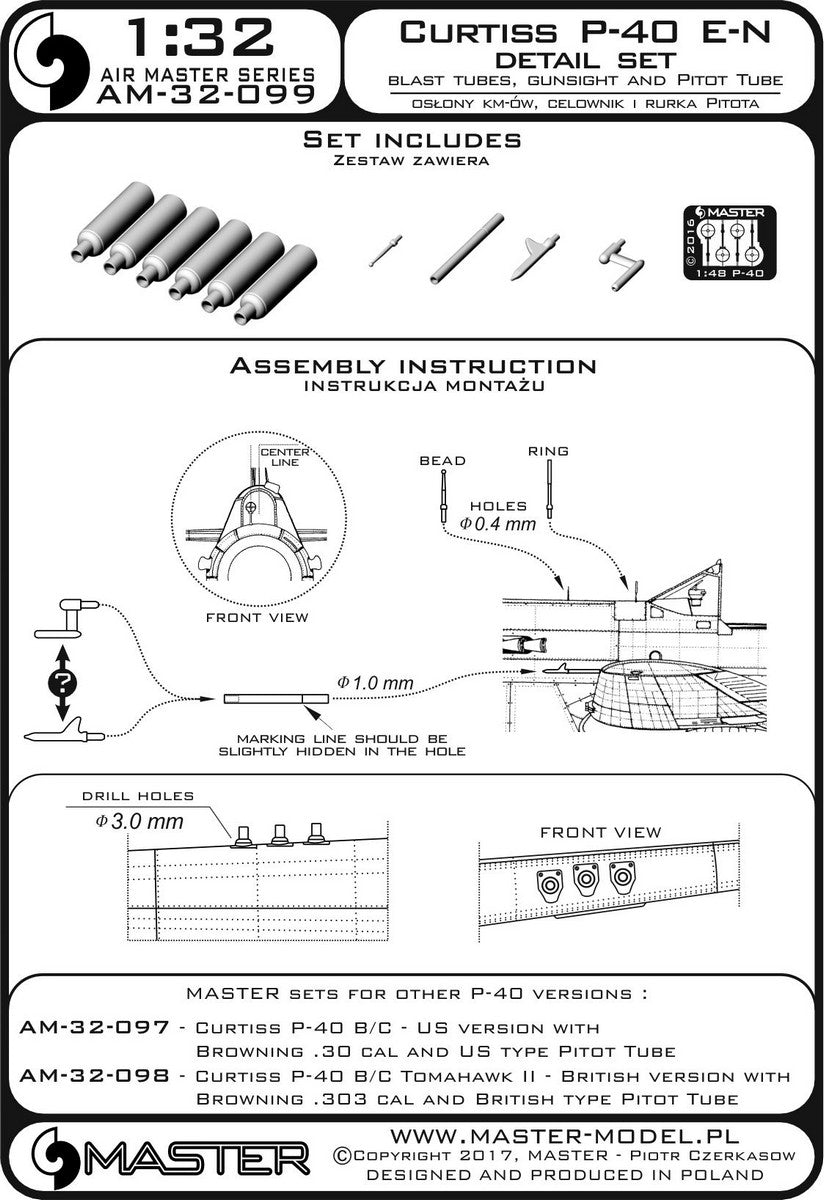 Master MR32-099 1:32 Curtiss P-40E/P-40N Warhawk
