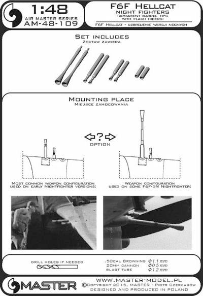 Master MR48-109 1:48 Grumman F6F-3N/F6F-5N Hellcat