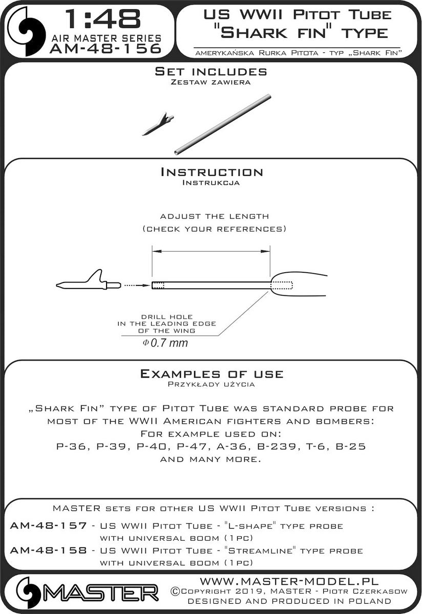 Master MR48-156 1:48 US WWII Pitot Tube