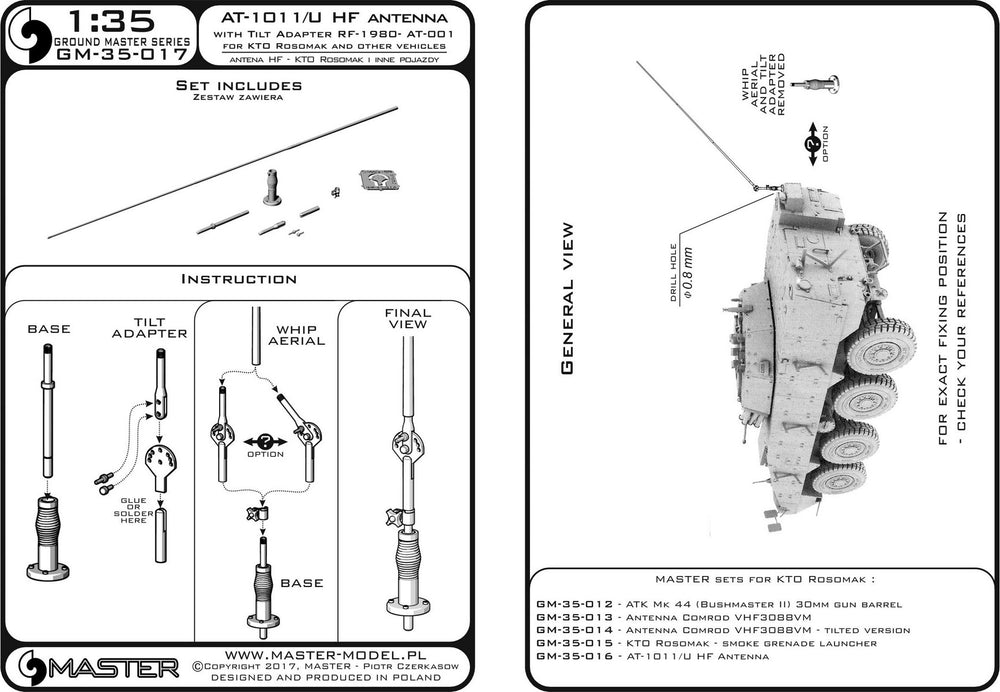 Master MRGM35-017 1:35 Antenna AT-1011/U HF with Tilt Adapter RF-1980-AT-001