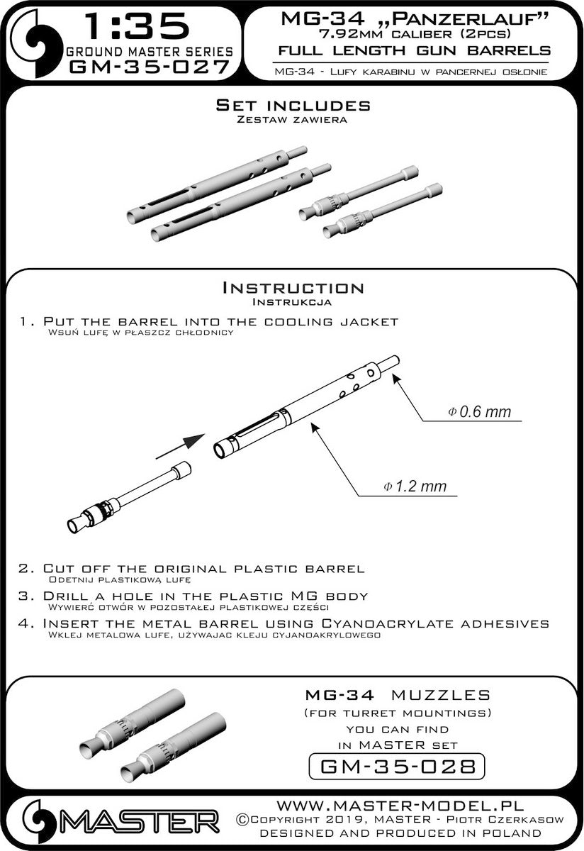 Master MRGM35-027 1:35 MG-34 "Panzerlauf"