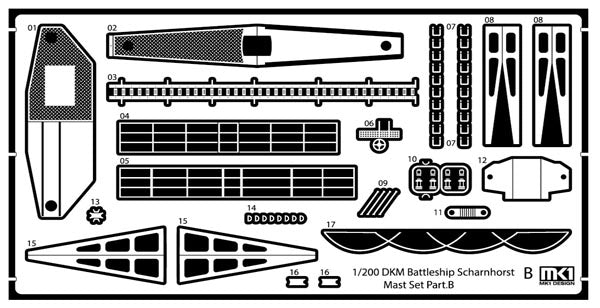 Mk.1 Design MS-20020 1:200 DKM SCHARNHORST German Gneisenau Battleship