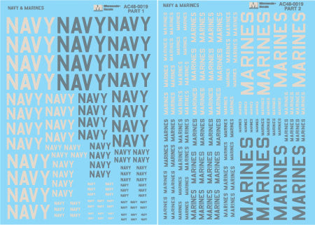 Microscale MS48019 1:48 Navy & Marines words-2 Sheets