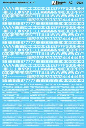 Microscale MS48024 1:48 U.S.Navy Style Font Alphabet 12', 6' And 3'