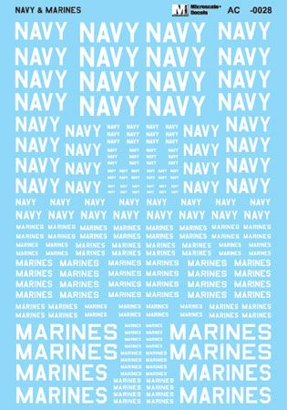 Microscale MS48028 1:48 White-U.S.Navy And U.S.Marines Assorted Size Lettering