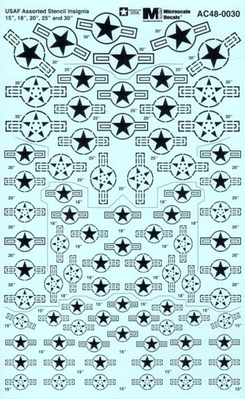 Microscale MS48030 USAF Assorted Stencil Insignia 1:48