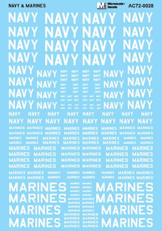 Microscale MS72028 1:72 White-Navy And Marines Assorted Size words