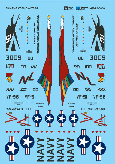 Microscale MS72038 1:72 McDonnell F-4 Phantoms II's: F-4B, VF-51, F-4J & VF-96 -
