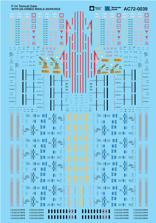 Microscale MS72039 1:72 Grumman F-14 Tomcat Data Sheet: