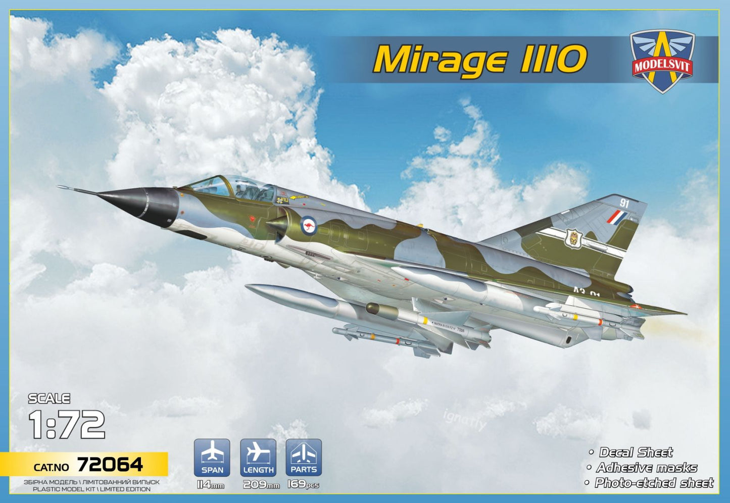 Modelsvit MSVIT72064 Dassault Mirage IIIO w/PE 1:72