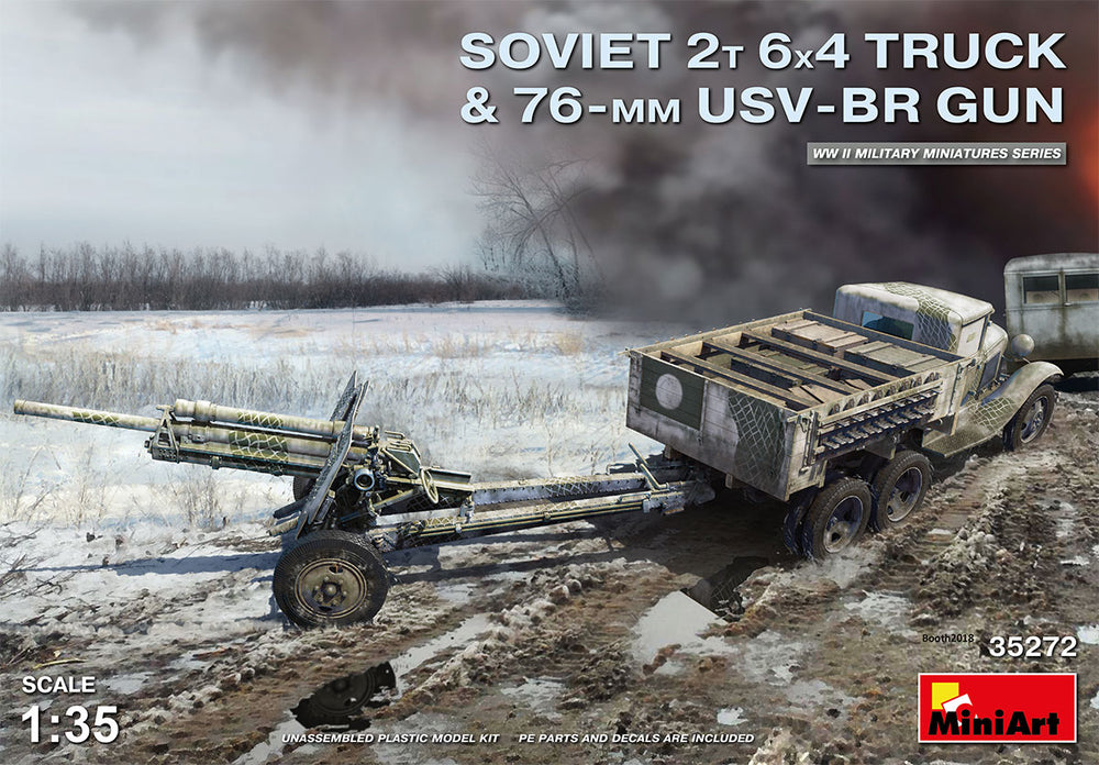 MiniArt MT35272 1:35 Soviet 2T 6X4 TRUCK & 76mm USV-BR GUN HIGHLY DETAILED MODEL